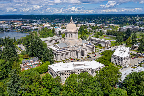 Arial view of the Olympia Capitol Campus